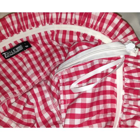 7th Ave New York & Co GINGHAM RED WHITE Halter Style Top FUNKY Checkered Sz L - Picture 12 of 15
